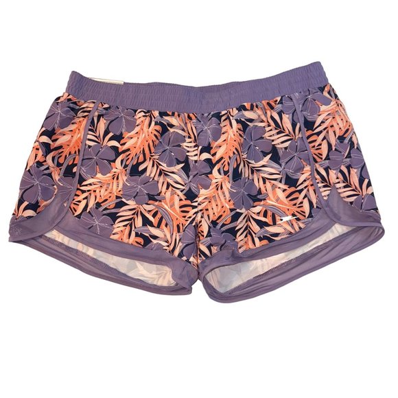 Crane Pants - Crane Ladies Fitness Shorts Lavender Coral Floral Leaves Liner Size XL NWT